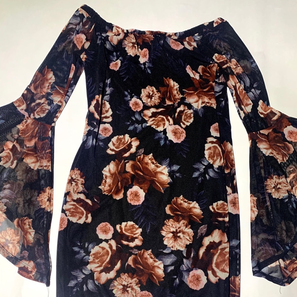 Charlotte Russe shoulderless sheer  bell sleeves